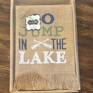 Mud Pie Rustic Bath Mat with Green, Blue, and White Accents